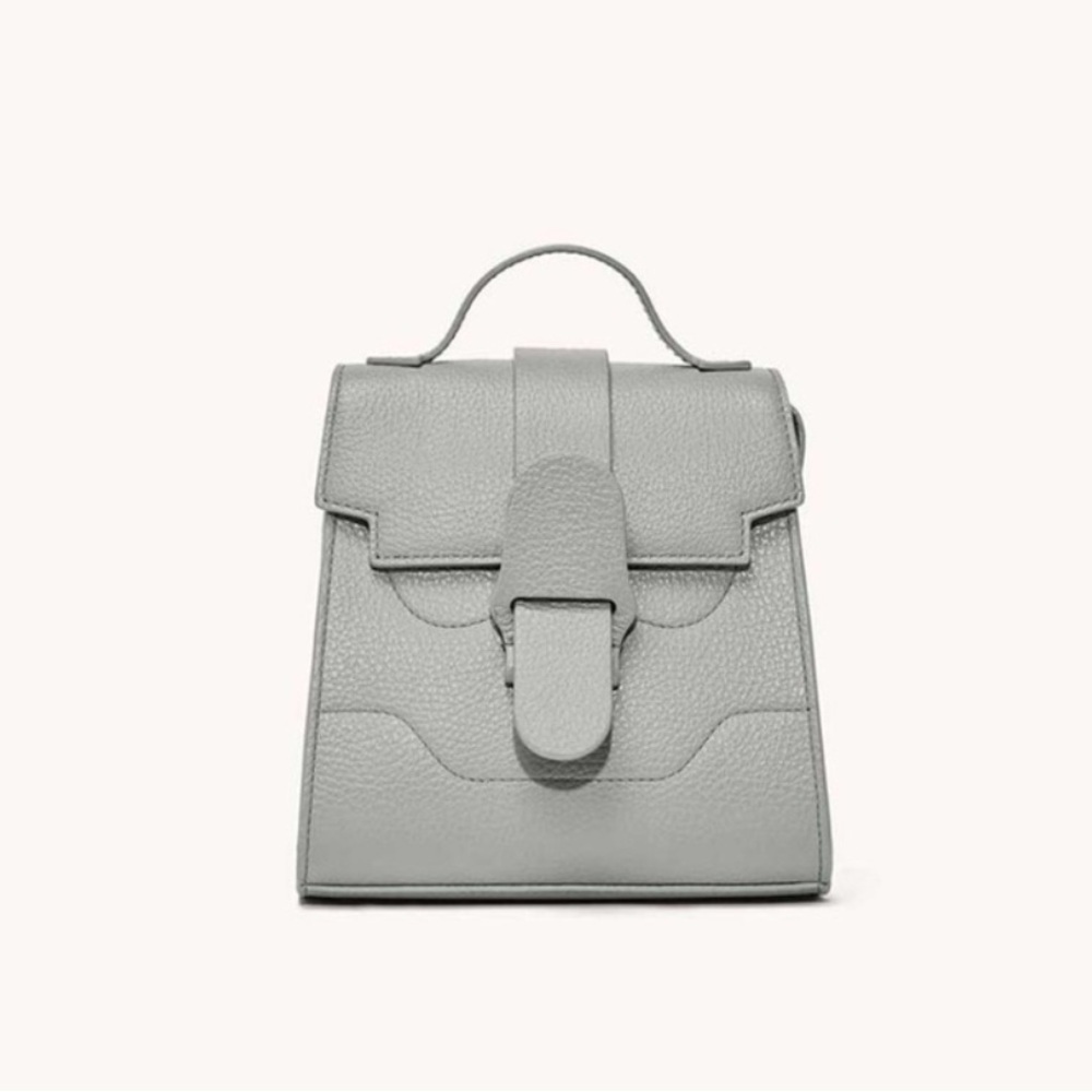NWT Senreve Alunna Mini Pebbled Convertible Backpack Satchel Bag in Dove Gray